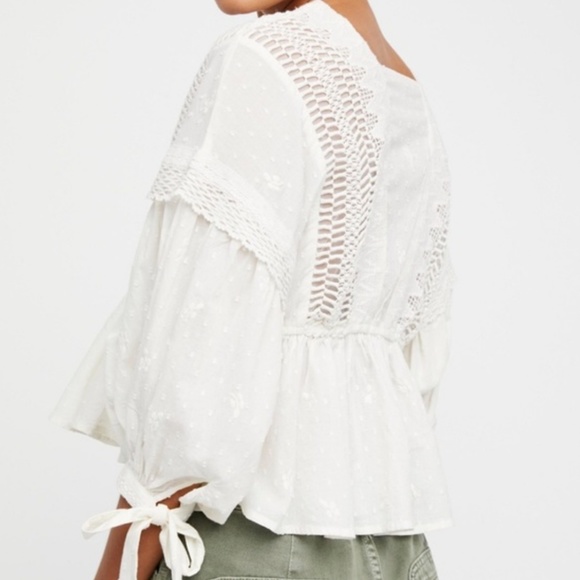 Free People Drive You Mad Blouse Ivory NWT - Picture 4 of 16